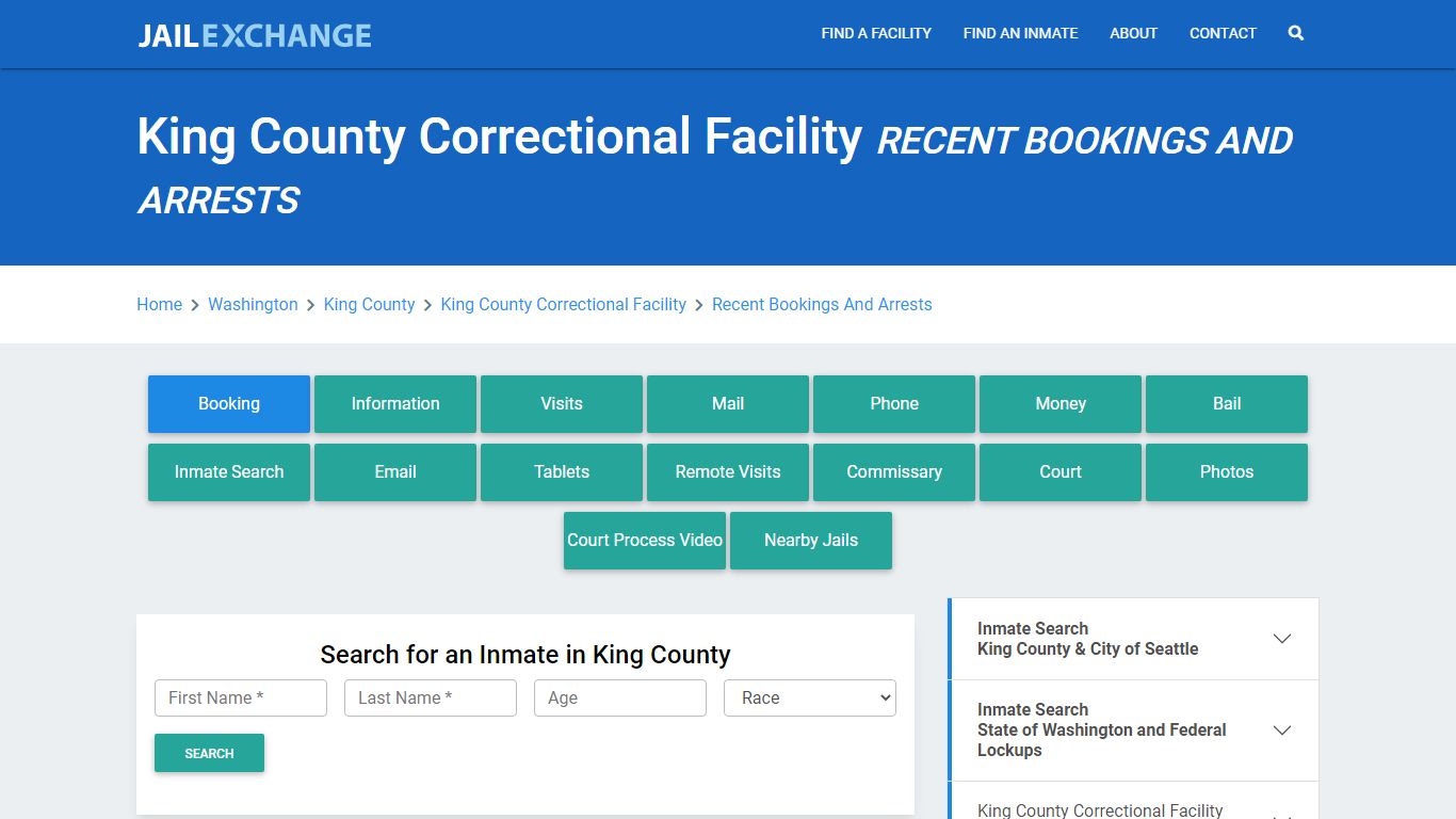 King County Correctional Facility Recent Bookings And Arrests