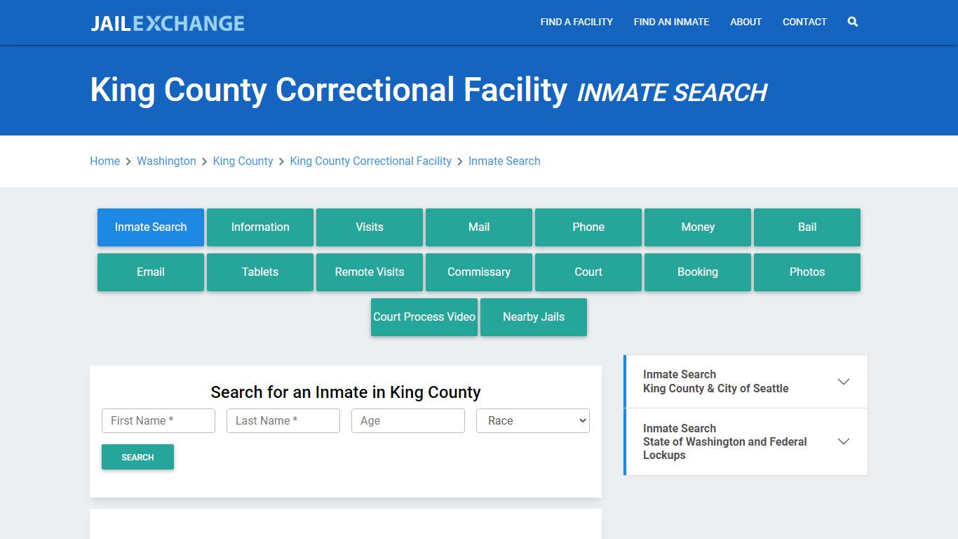 King County Correctional Facility Inmate Search - Jail Exchange